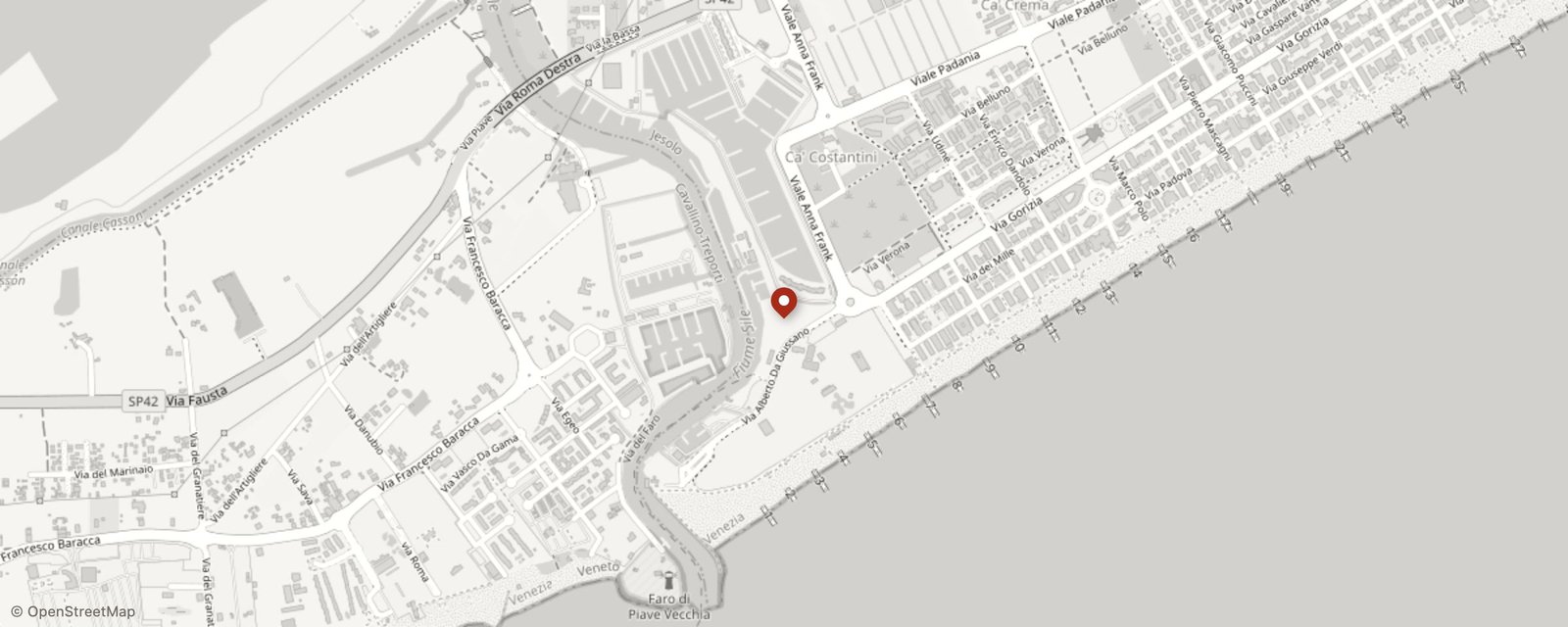 Mappa: Spiaggia del Faro, Piazzetta Faro 10, 30016 Lido di Jesolo (VE)
